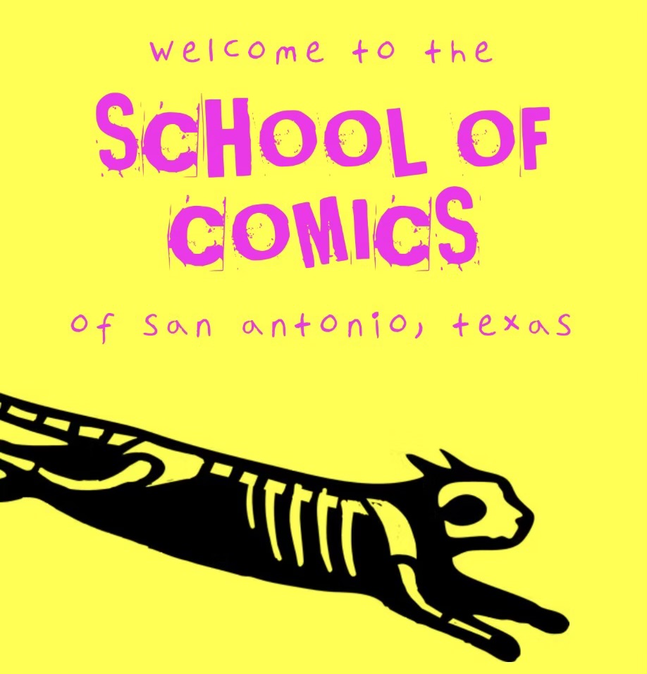 Welcome to the School of Comics of San Antonio, Texas logo